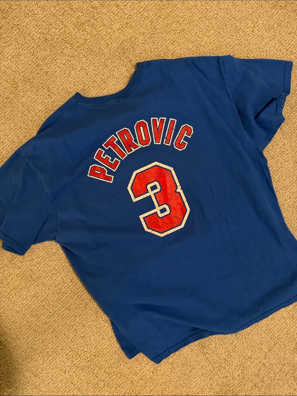 Throwback Nets Jersey Tee shirt - Drazen Petrovic 3 Mens Short Sleeve Tee XL NJ